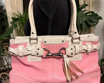 Coach Hampton Leather vintage Y2k en rosa y blanco