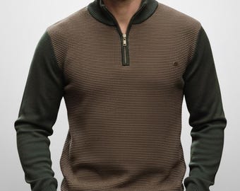 Save Big on Bulk Mens Quarter Zip Sweaters Mens Quarter Zip Sweater Spring Autumn Korean Lightweight Mock Neck Casual Long Sleeve Knitted Solid Color