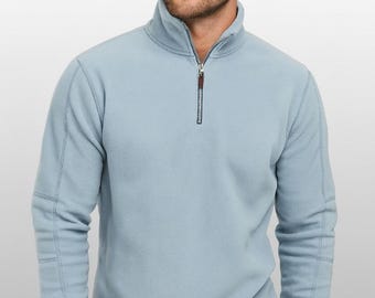 Sudadera de invierno cómoda con cremallera de un cuarto y forro polar para hombre