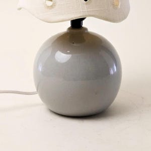 Vintage Ceramic Globe Lamp Base | Soft Grey Minimalist Sculptural Lighting Accent