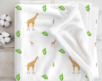 Savanna Giraffe Blanket, Velveteen Throw, Safari Nursery Blanket, Giraffe Bedding
