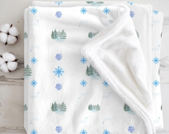 Manta de felpa con copos de nieve de Winter Wonderland, manta de terciopelo, ropa de cama navideña