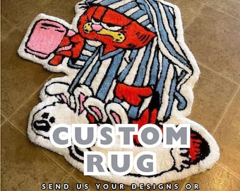 Custom Hang Tufted Rug | Personalized Anime Carpet | Handmade bedroom Rugs | Area Rugs | Anime Rugs | Custom Logo Tufted Rug Design