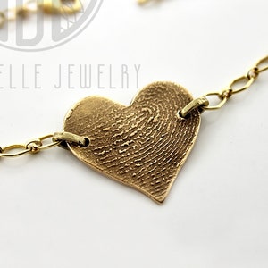 Gold heart custom fingerprint bracelet