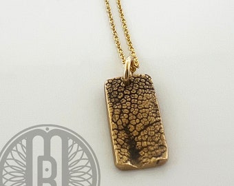 Rectangle bronze and gold dog nose print • pet print keepsake • paw print rectangle necklace