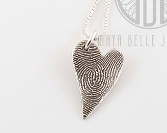 Finger print • Thumb print heart necklace • custom fingerprint keepsake • memory gift • unique thumbprint jewelry