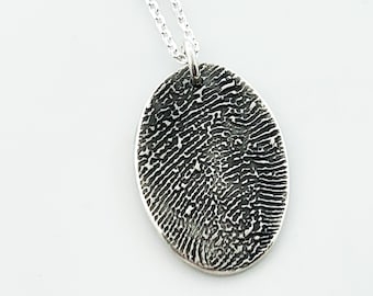 Large fingerprint or thumb print oval necklace • keepsake jewelry