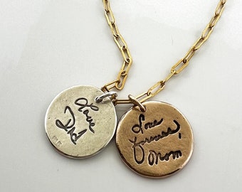 Fingerprint and handwriting necklace on paperclip chain