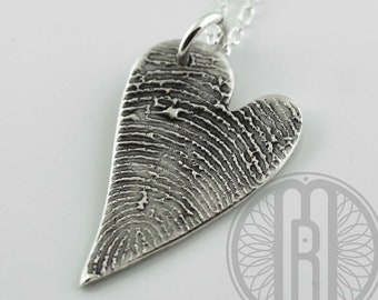 Custom Fingerprint • Thumbprint heart necklace • custom fingerprint keepsake • memory gift