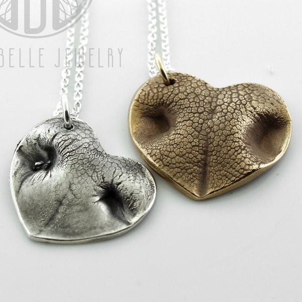 Dog nose print necklace in Pure Silver or  Bronze