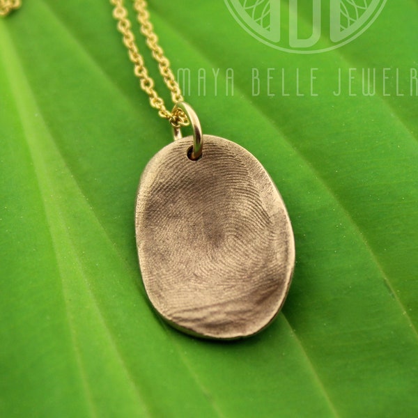 Child finger print keepsake charm necklace • thumb print from a mold • molded fingerprint jewelry