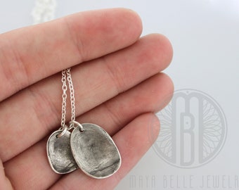 Two Children's Fingerprints, fingerprint jewelry, fingerprint charms, fingerprint necklace, forever keepsake jewelry