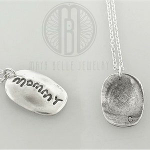 HUELLA DIGITAL con ESCRITURA MANUSCRITA, huella dactilar de un niño de MOLD, para siempre, joyería de recuerdo, joyería de huellas dactilares, collar de huellas dactilares