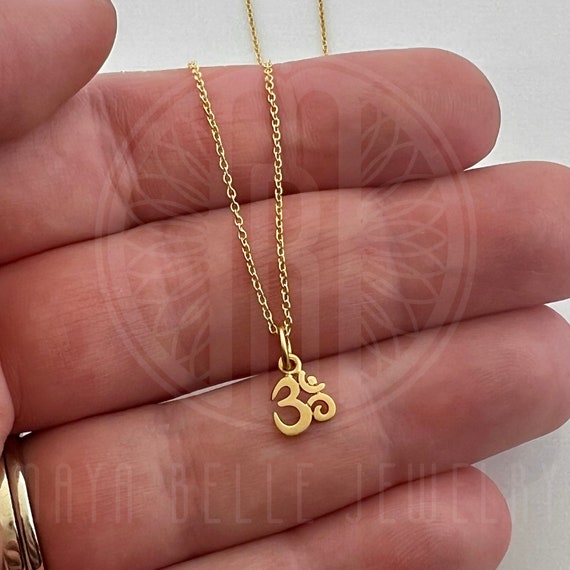 22k Gold Vermeil Ohm Necklace Gift for Her Minimalist Gold Jewelry