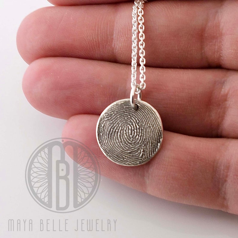 Fingerprint Charm Necklace Thumb Print Jewelry Finger Etsy