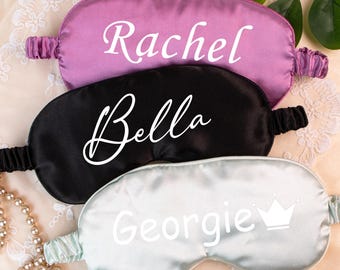 Sleepover Party Eye Masks, Sleep Mask, Custom Name Satin Eye Mask, Bachelorette Party Gift, Wedding Favor, Birthday Gift for Her, Graduation