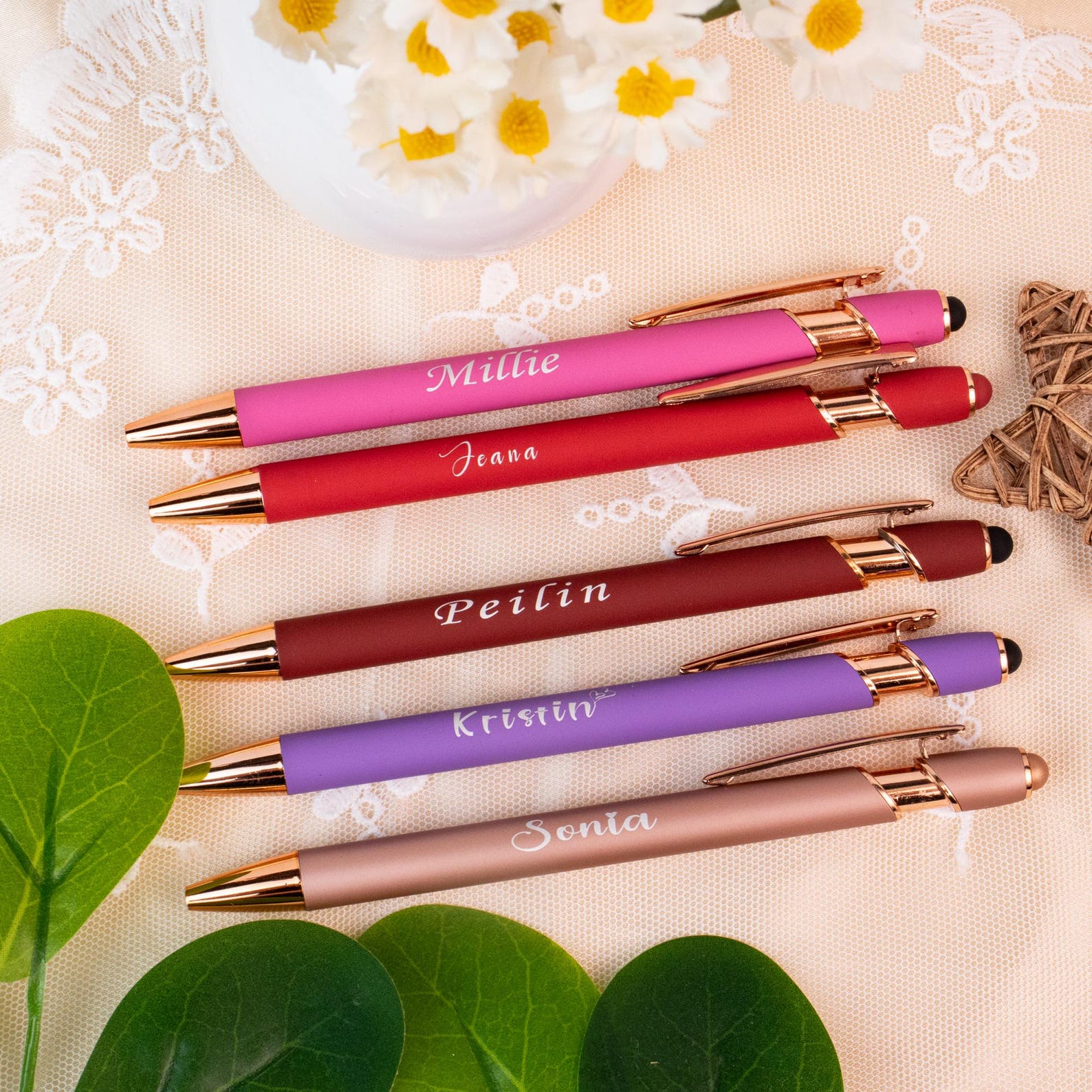Personalized Luxurious Soft Touch Rose Gold Pen, Rubberized Soft Touch ...