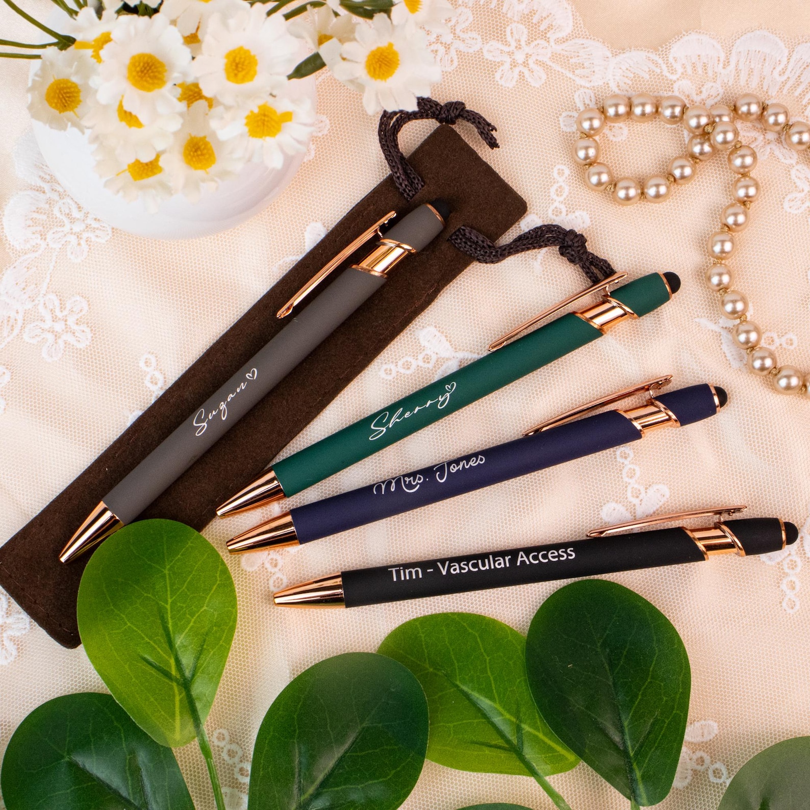 Personalized Luxurious Soft Touch Rose Gold Pen, Rubberized Soft Touch ...
