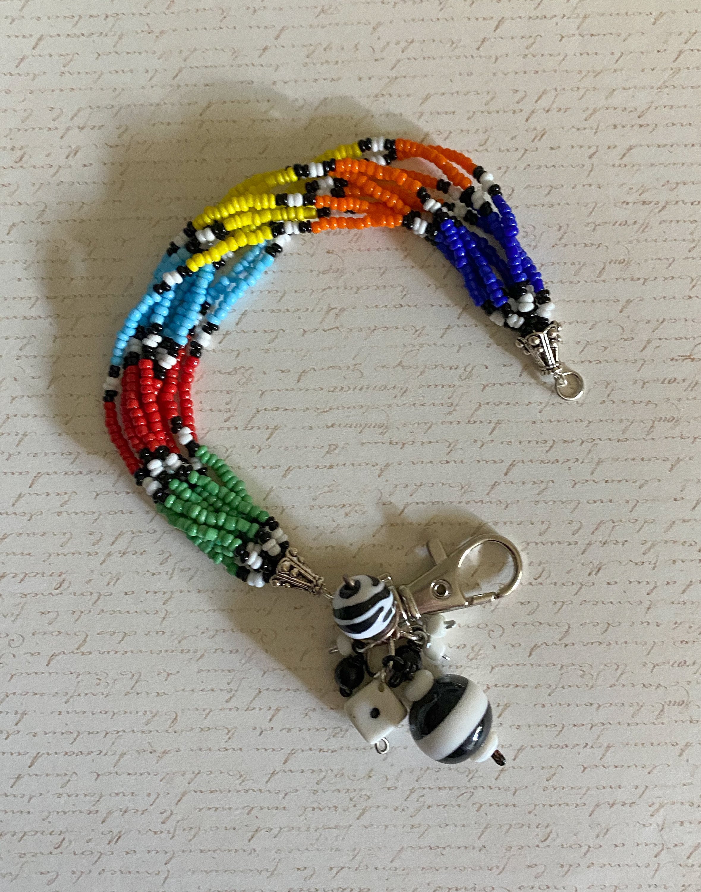 Multi Strand Seed Bead Bracelet in Bright Colors with Black Etsy