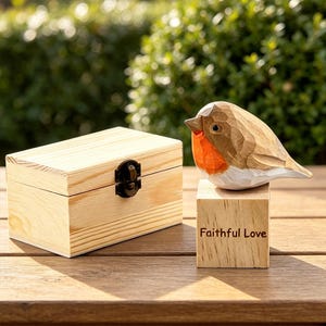 Hand Carved Wooden Robin Bird Figurine, Cottagecore Window Sill Decor, Sympathy Bereavement Keepsake Gift for Bird & Nature Lovers image 12