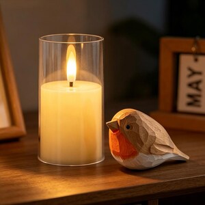Hand Carved Wooden Robin Bird Figurine, Cottagecore Window Sill Decor, Sympathy Bereavement Keepsake Gift for Bird & Nature Lovers image 6