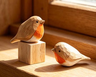 Hand Carved Wooden Robin Figurine, Wooden Bird Decor, Memorial Gift/Sympathy Keepsake, Bird Lover Gift, Nature Inspired Home Decor