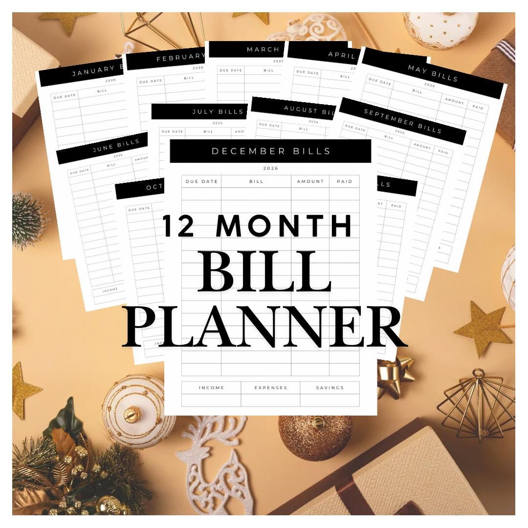 12-month Bill Planner Printable | Monthly Bill Tracker | Budget Binder ...