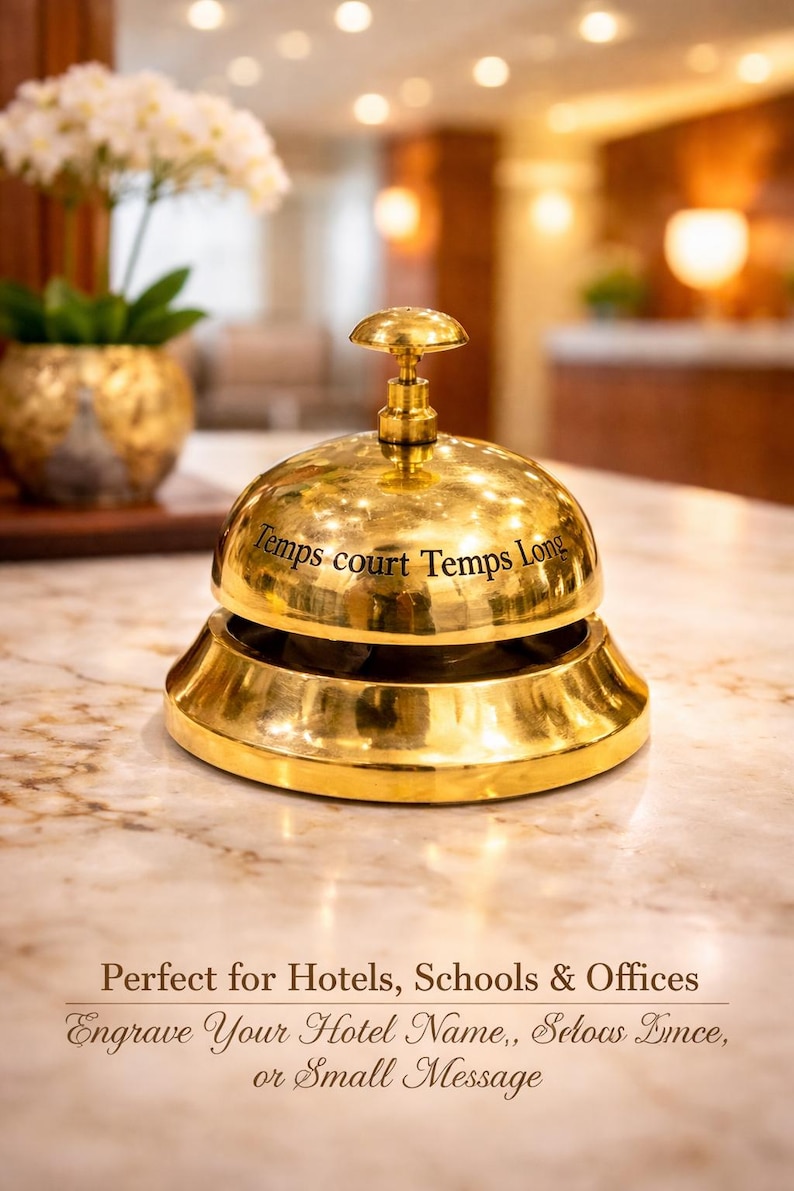 Personalized Brass Desk Bell | Reception & Hotel Front Bell | Office N School Decor | Principal Call Bell | Call Bell for Mom N Elderly Care