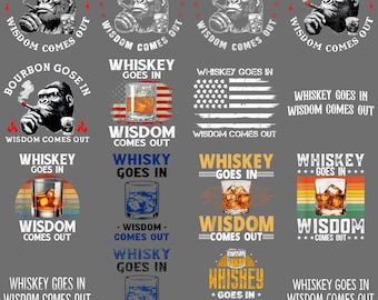 Whisky gaat in wijsheid komt uit PNG, grappig drinken humor clipart, sarcastische whisky sublimatie digitale download