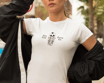 Keep Calm Skeleton Heavy Cotton Shirt, Halloween T-Shirt, Halloween Shirt, Skeleton Shirt, Spooky Vibes Shirt, Fall Shirts