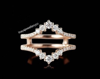 Aliança de casamento em filigrana de moissanita, ouro rosa, diamante, curva, estilo art déco com folhas, alianças combinando, aliança vintage de compromisso para mulheres.