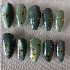 Uñas postizas de gel hechas a mano, reutilizables, de imitación de acrílico.