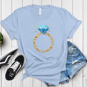 Diamond Ring T-shirt Bride To Be Wedding Party Gift Future Mrs Apparel Engagement Top