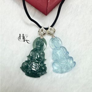 Ciondolo con il Bodhisattva Avalokitesvara bordato d'argento, ciondolo in giada Guan Yin, regalo per la festa della mamma, ciondolo con il Bodhisattva Avalokitesvara