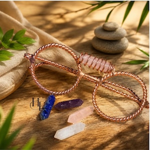 Lunettes Tensor en cuivre pur faites à la main, lunettes de géométrie sacrée, options de cristaux, lunettes Tensor en cuivre pur avec pierres précieuses en cristal