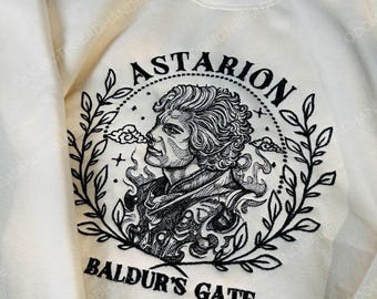 Astarion Embroidered Hoodie, Baldur's Gate Dark Fantasy RPG Pullover