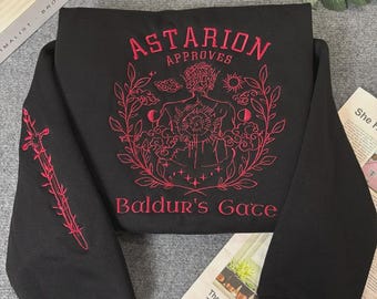 Astarion Baldur's Gate 3 Sweatshirt, Embroidered Gaming Shirt