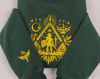 Embroidered Zelda Hoodie: Hylian Crest & Element Icons - Gamer Gift