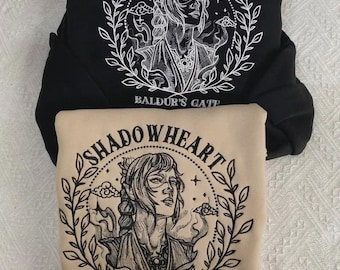 Shadowheart Embroidered Sweatshirt, Baldur’s Gate 3 Hoodie, Cozy Gamer Gift for RPG Fans.