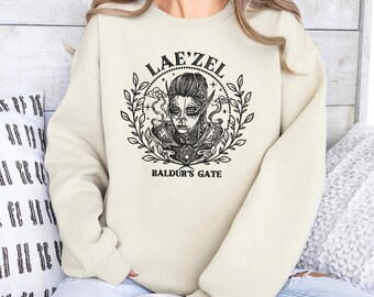 Lae'zel Embroidered Sweatshirt, Baldur's Gate 3 Character Hoodie, Gamer Merch