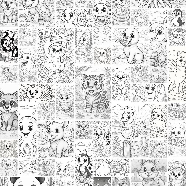 Kid Outline.pdf Printable Animal Coloring Pages for Kids Set of 100 Bold Black Outlines ...