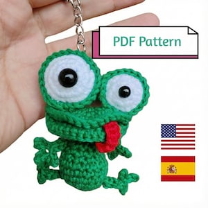 Crazy Frosch häkeln Schlüsselbund Muster | Amigurumi Tier Taschenanhänger (PDF-Schnittmuster)