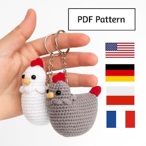 Crochet Hen Keychain Pattern | Amigurumi Farm Bird Ornament (PDF Download)