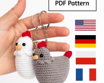 Crochet Hen Keychain Muster | Amigurumi Bauernhof Ornament (PDF Download)