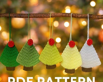 Gehäkeltes Weihnachtsbaum Ornament Muster | Mini-Weihnachtstanne DIY-Anleitung (PDF)