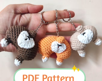 Lustige Corgis Hintern häkeln Schlüsselbund Muster | Amigurumi Hunde Taschenanhänger DIY (PDF)