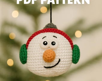 Schneemann mit Kopfhörern Häkelanleitung | Weihnachten Amigurumi Tutorial, Urlaub Spielzeug DIY | PDF: Englisch