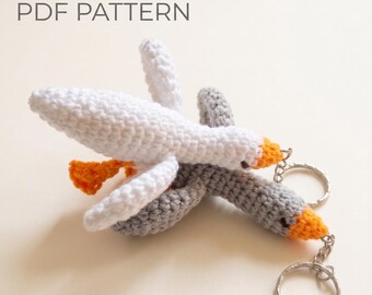 Häkelanleitung für einen Gänse-Schlüsselanhänger (Amigurumi), Taschenanhänger-Tutorial (PDF-Anleitung)
