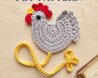 Häkelanleitung für ein Lesezeichen mit Huhn | Häkelhenne (PDF, digitaler Download)