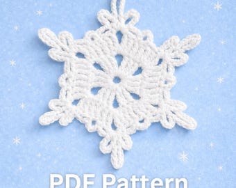 Einfache Schneeflocke Häkelanleitung | Weihnachtsbaumschmuck DIY, Winter Wohndeko Anleitung | PDF: Englisch